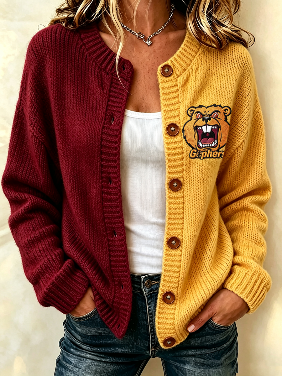 Women'S Casual Football Plant Knitted Cardigan Top Main image