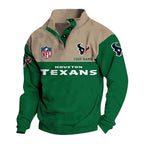 Men's Houston Texans Button Mock Neck Sweatshirt