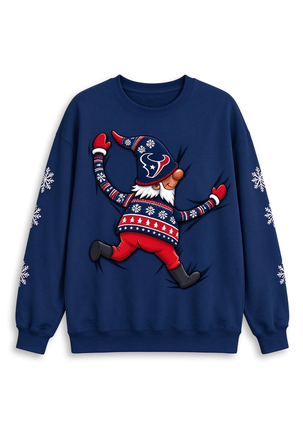 Women's Houston Texans Christmas Gnome Crewneck Sweatshirt