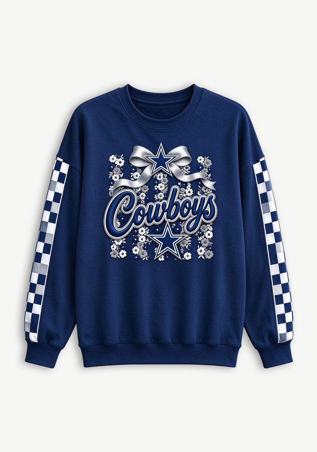 Women's Dallas Cowboys Floral Bow Crewneck Sweatshirt