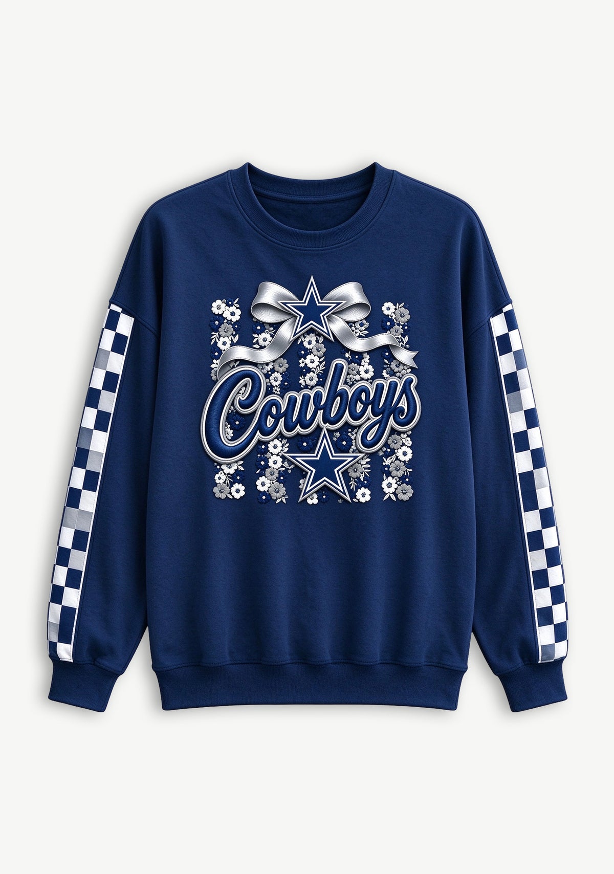 Women's Dallas Cowboys Floral Bow Crewneck Sweatshirt