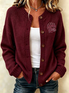 Women's Football Fans Printed Knitted Cardigan Top