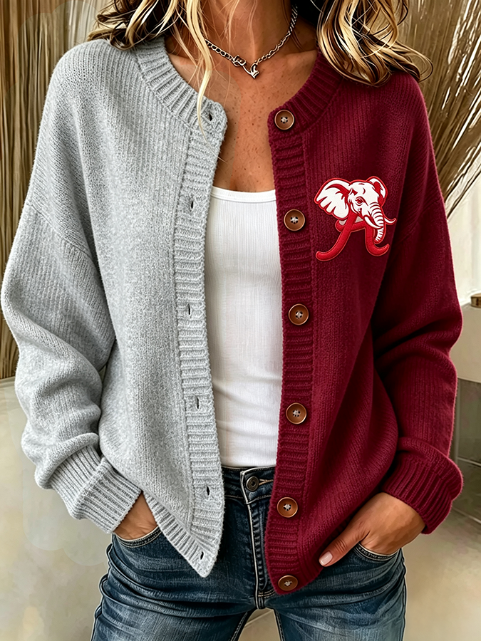 Women'S Casual Football Plant Knitted Cardigan Top Secondary image