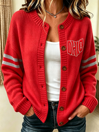 Women'S Casual Football Plant Knitted Cardigan Top