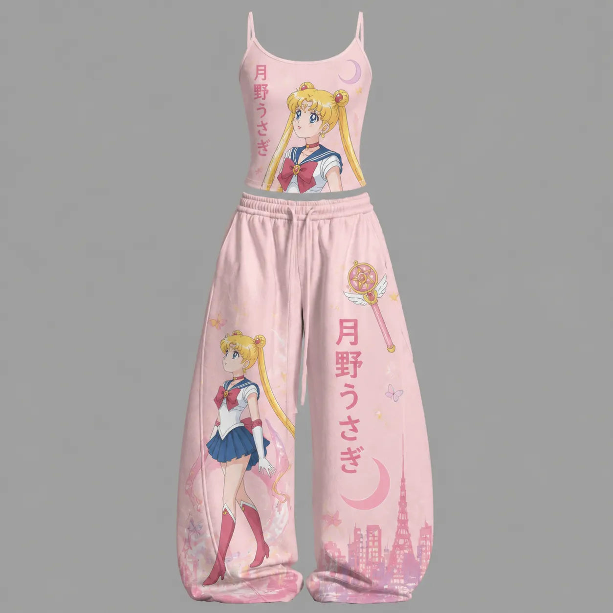 Animescollection Sailor Moon Top & Elasticated Trousers Two-Piece Set