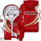San Francisco 49ers Curve Stripe Fleece Lined Zip Up Football Fan Hooded Jacket