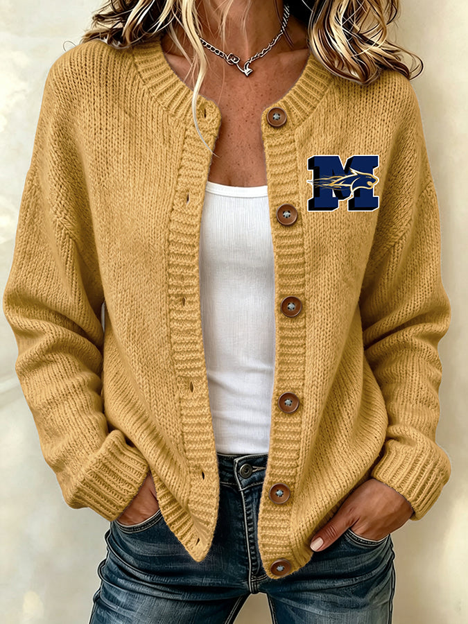 Women's Football Fans Printed Knitted Cardigan Top Secondary image