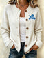 Women'S Football Printed Knitted Cardigan