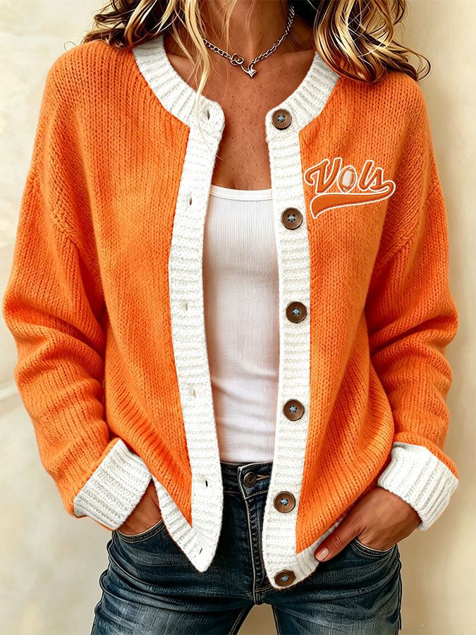 Women'S Casual Football Plant Knitted Cardigan Top Main image