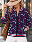 Women's New England Patriots Argyle Print Zip Up Varsity Jacket