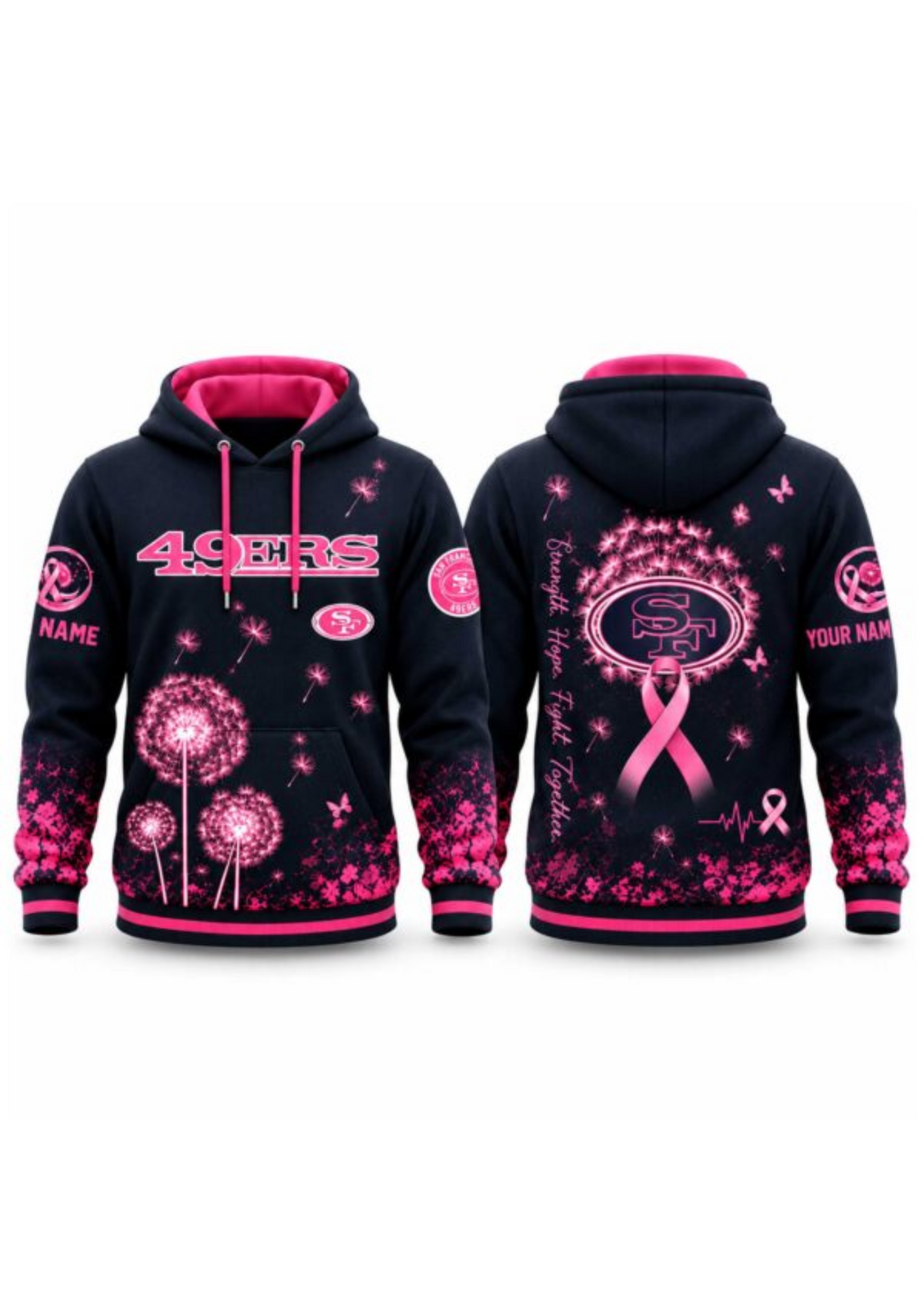 San Francisco 49ers Breast Cancer Awareness Dandelion Hoodie