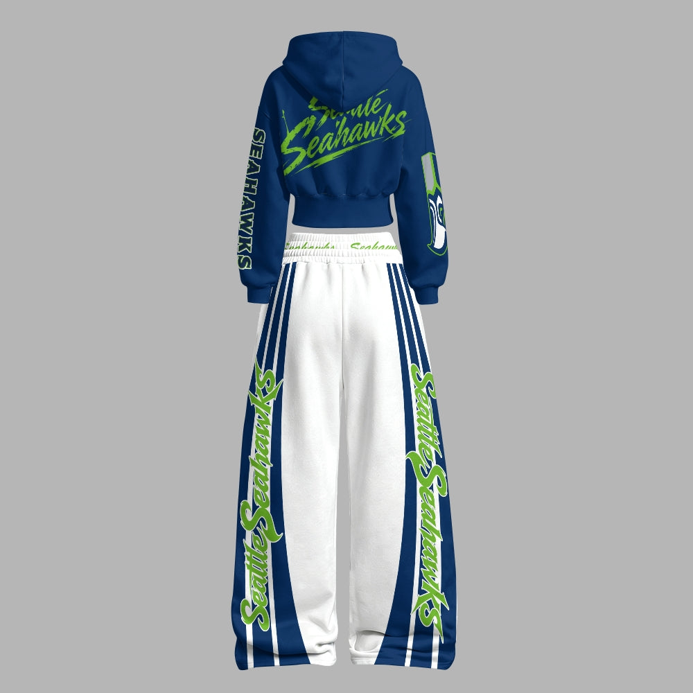 Seattle Seahawks Zip-up hooded jacket and elastic-waist pants set