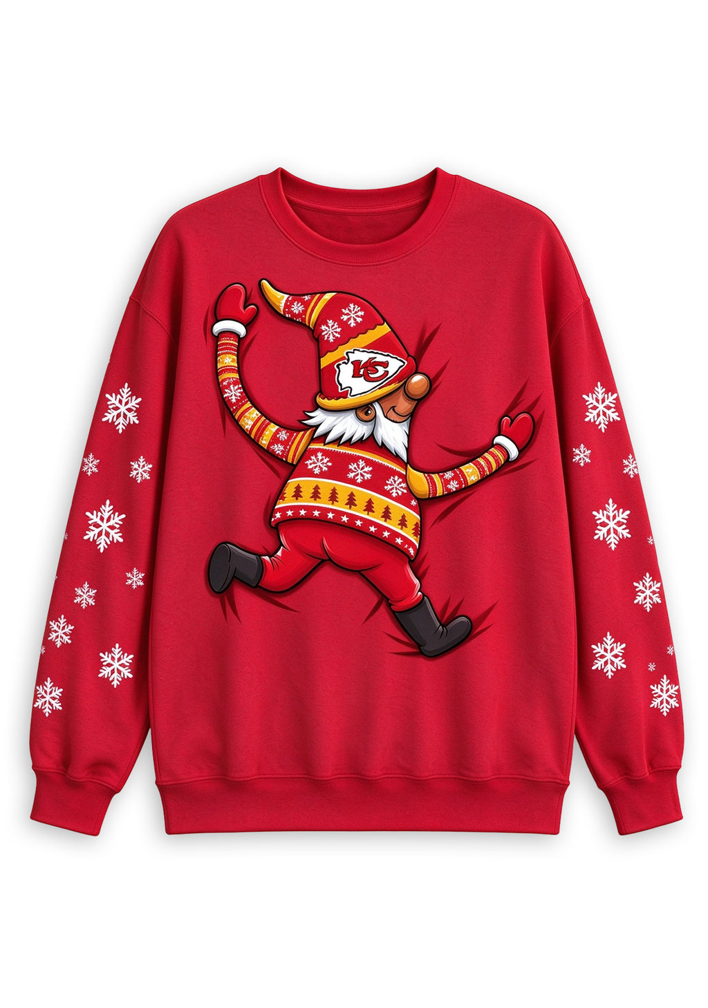 Women's Kansas City Chiefs Christmas Gnome Crewneck Sweatshirt