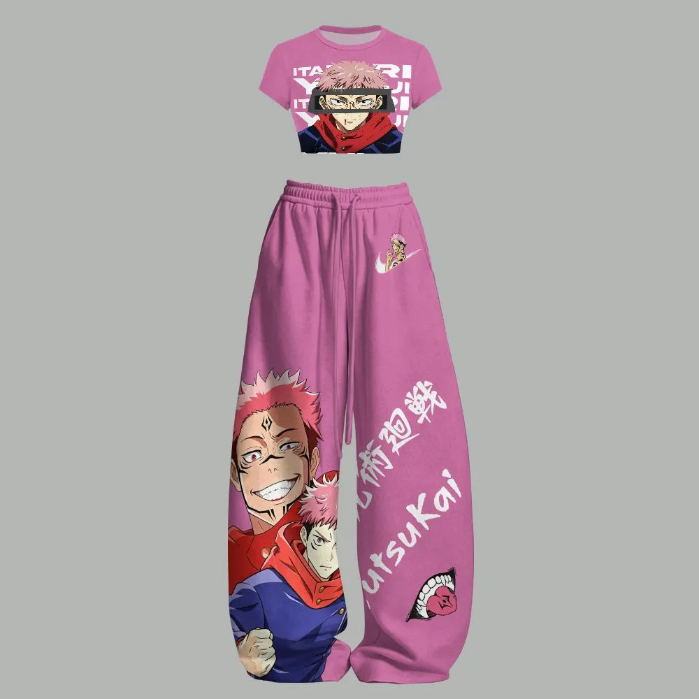 Women T-Shirt  & Elasticated Trousers Two-Piece Set 2605006254