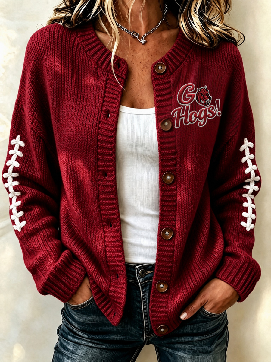 Women's Football Fans Printed Knitted Cardigan Top