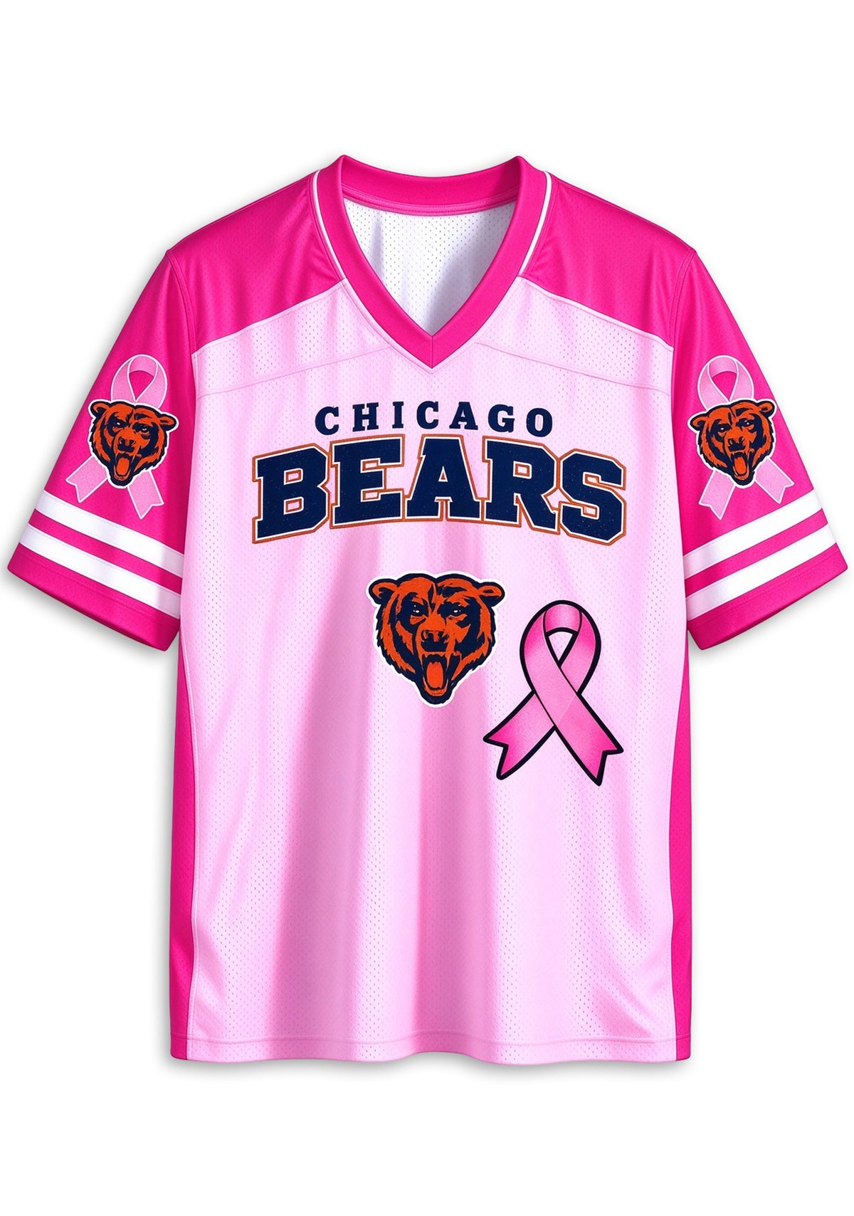 Women Chicago Bears Breast Cancer Awareness Pink Ribbon Mesh Jersey