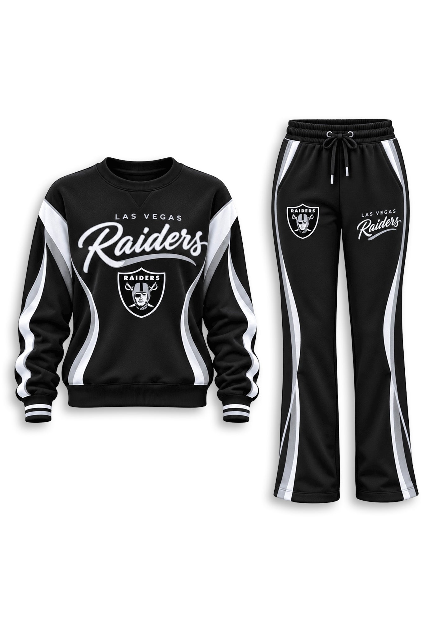 Women's Las Vegas Raiders Crewneck Sweatshirt & Flared Pants 2 Piece Set Secondary image