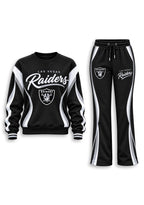 Women's Las Vegas Raiders Crewneck Sweatshirt & Flared Pants 2 Piece Set