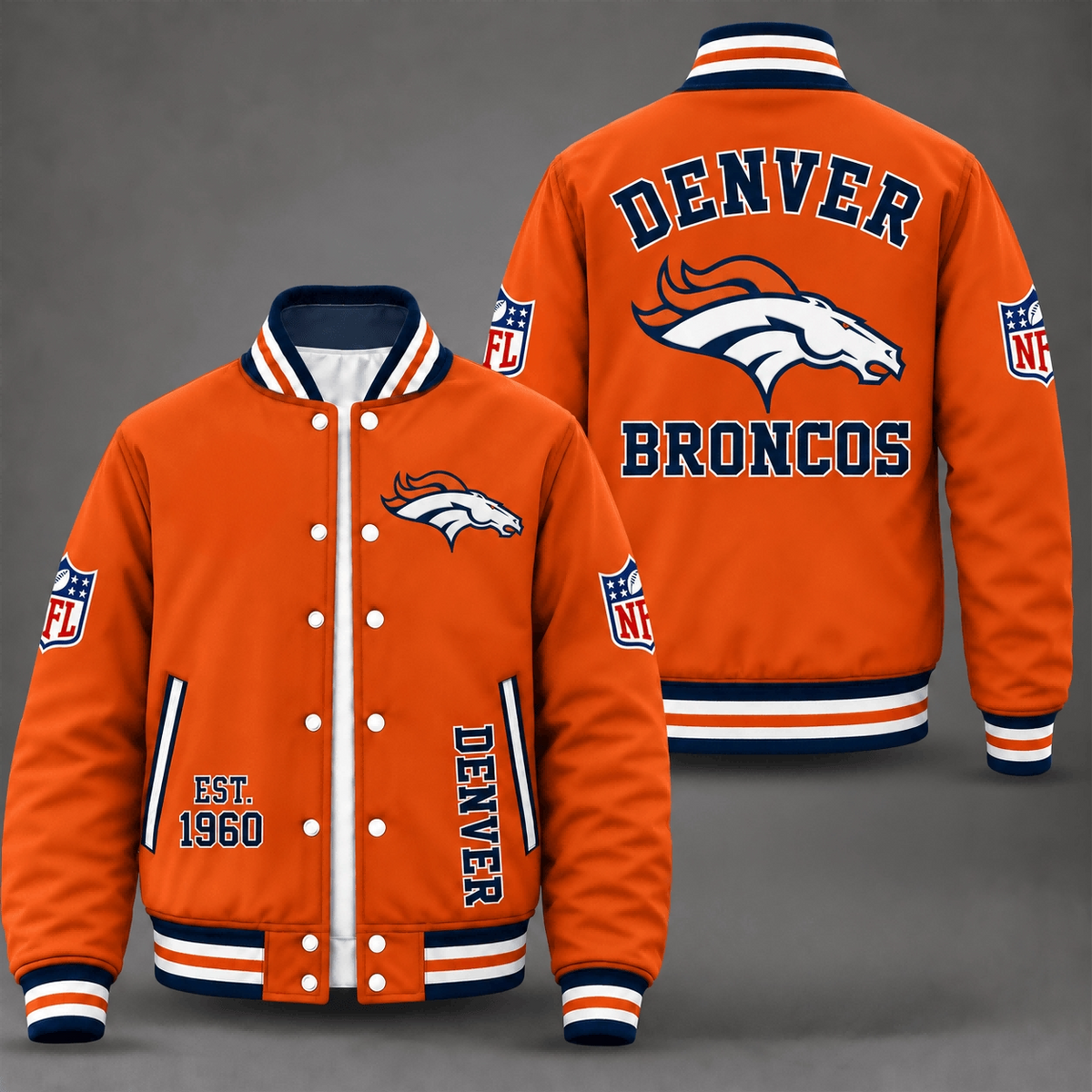 Unisex Denver Broncos Orange Varsity Jacket