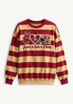 Women's Peace Love San Francisco 49ers Striped Crewneck Sweatshirt