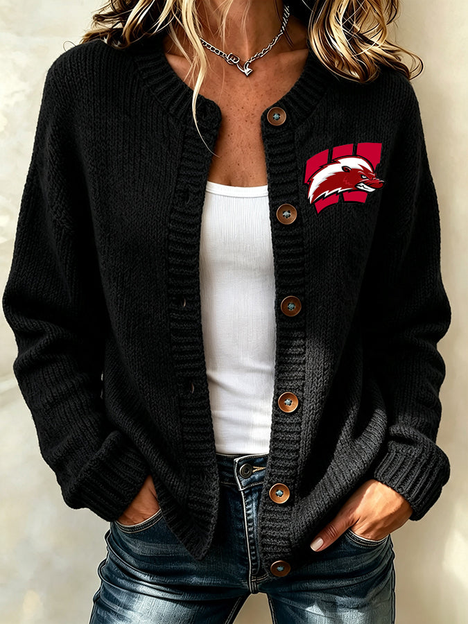 Women's Football Fans Printed Knitted Cardigan Top Secondary image