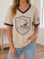 Women's American Football Fan Helmet Playbook Printed Waffle Top