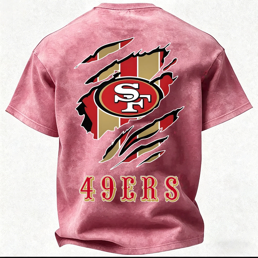 San Francisco 49ers Printed Unisex 100% Pure Cotton Washed T-Shirt