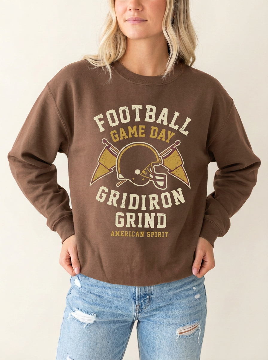 Women's Football Game Day Helmet Gridiron Grind Printed Long-Sleeve T-Shirt Secondary image