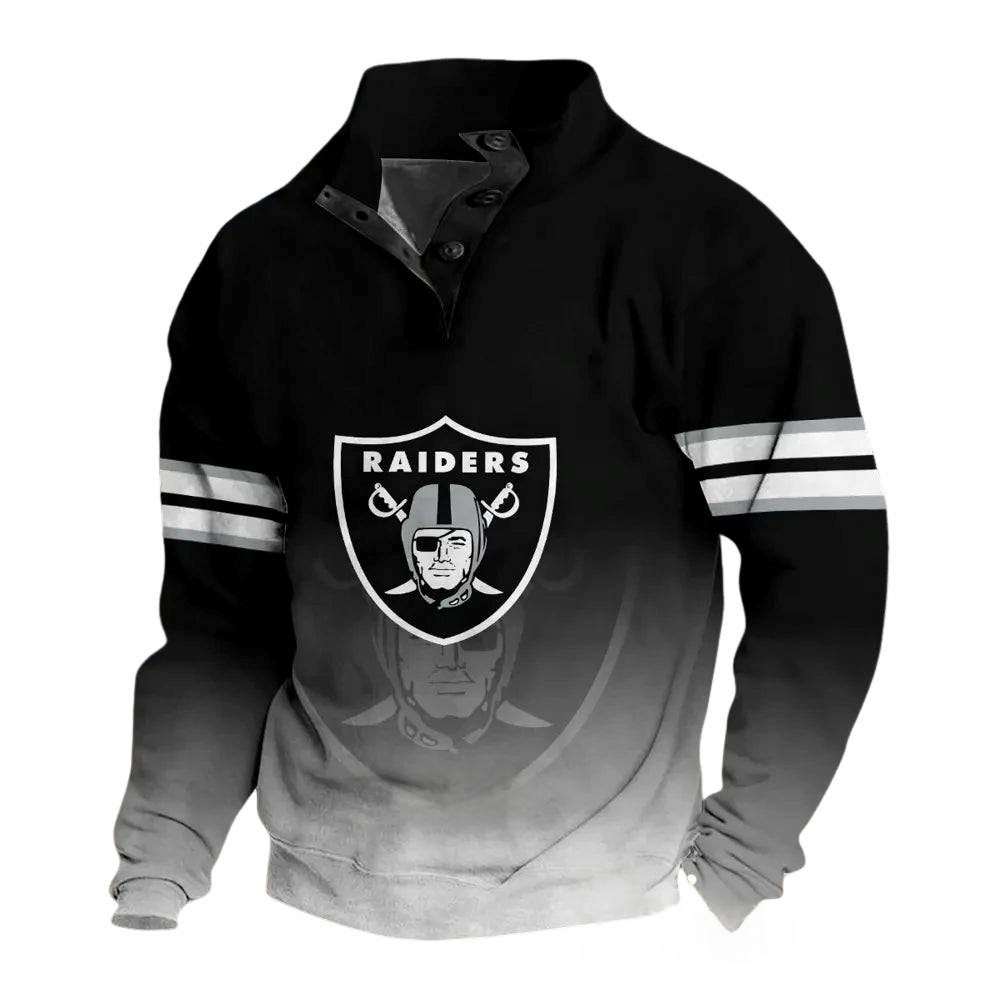 Raiders Gradient Button Mock Neck Sweatshirt