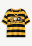 Women's Peace Love Pittsburgh Steelers Football Striped V Neck T-Shirt