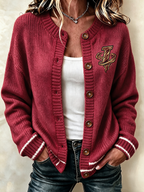 Women'S Football Printed Knitted Cardigan