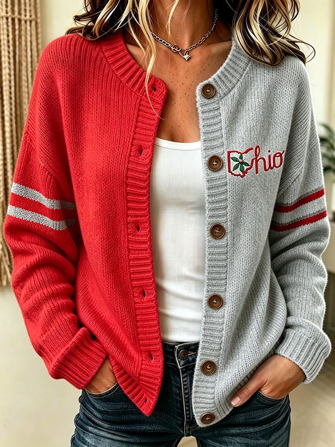Women'S Casual Football Plant Knitted Cardigan Top Secondary image