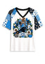 Women's Carolina Panthers Patchwork Sleeve V-Neck Raglan T-Shirt