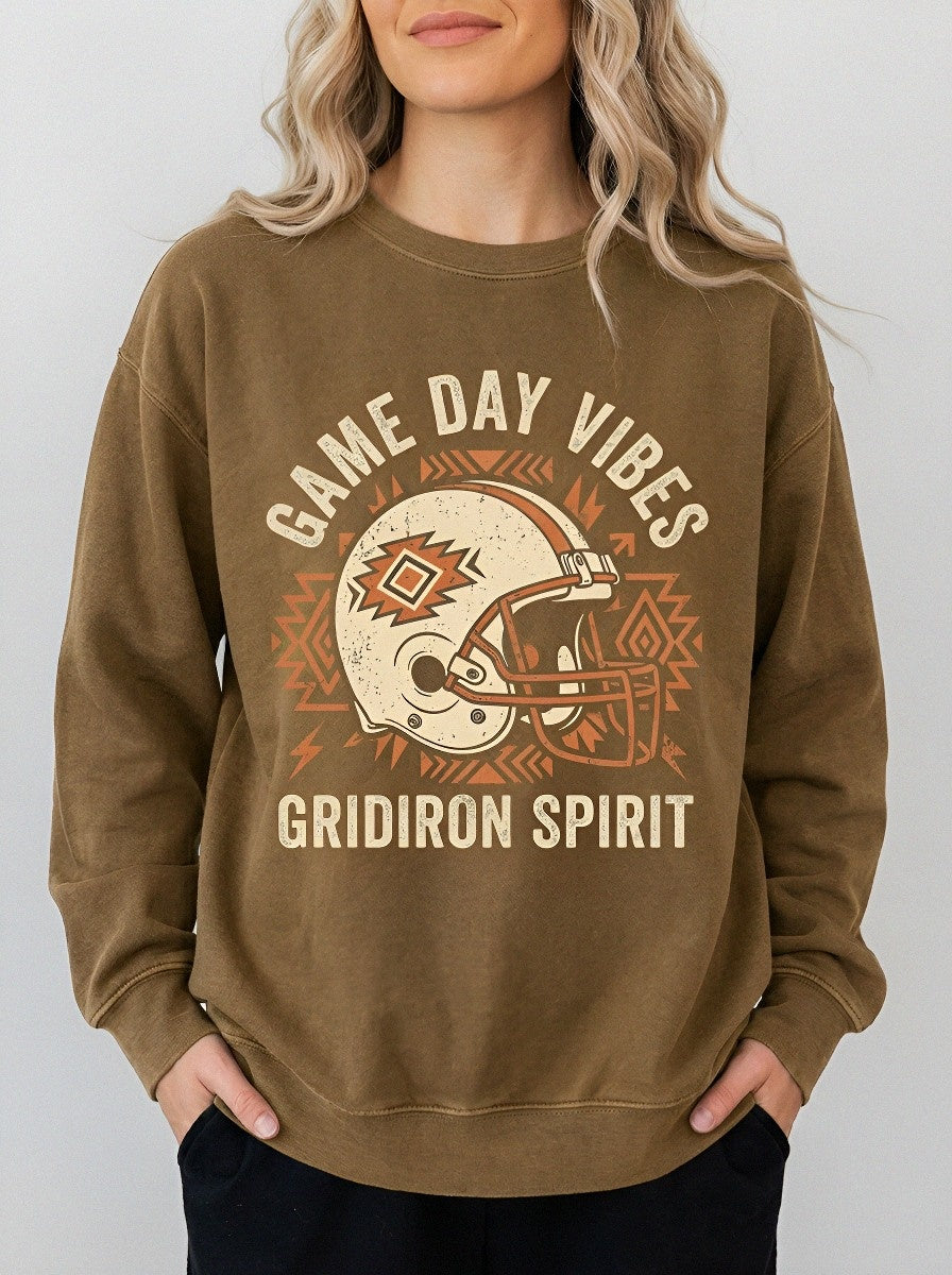 Women's Football Game Day Gridiron Helmet Printed Sweatshirt Secondary image