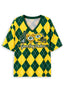 Women's Green Bay Packers Argyle #1 Fan Heart Helmet V-Neck T-Shirt