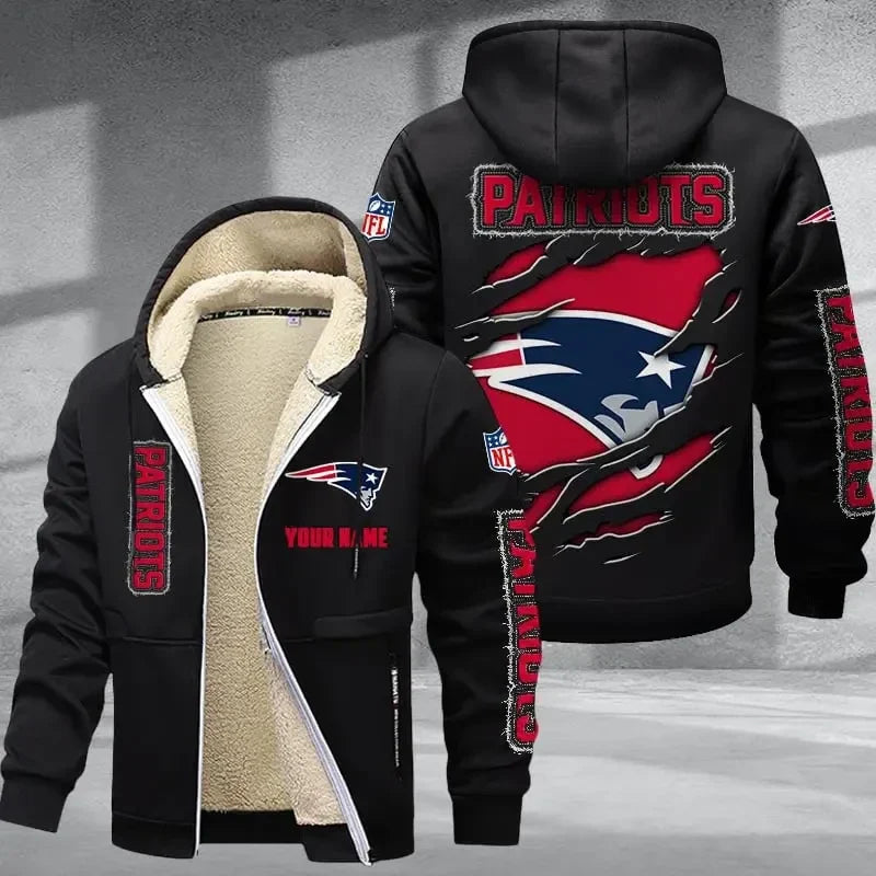New England Patriots Premium Thick Zip-Up Hoodie