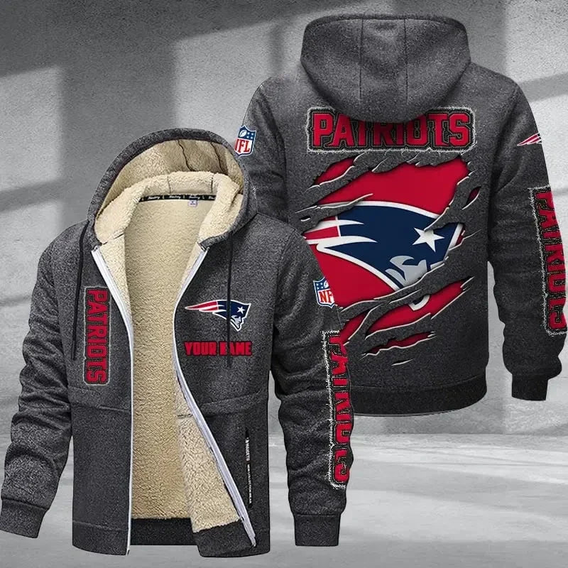 New England Patriots Premium Thick Zip-Up Hoodie