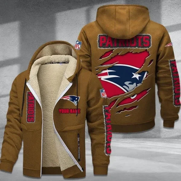 New England Patriots Premium Thick Zip-Up Hoodie