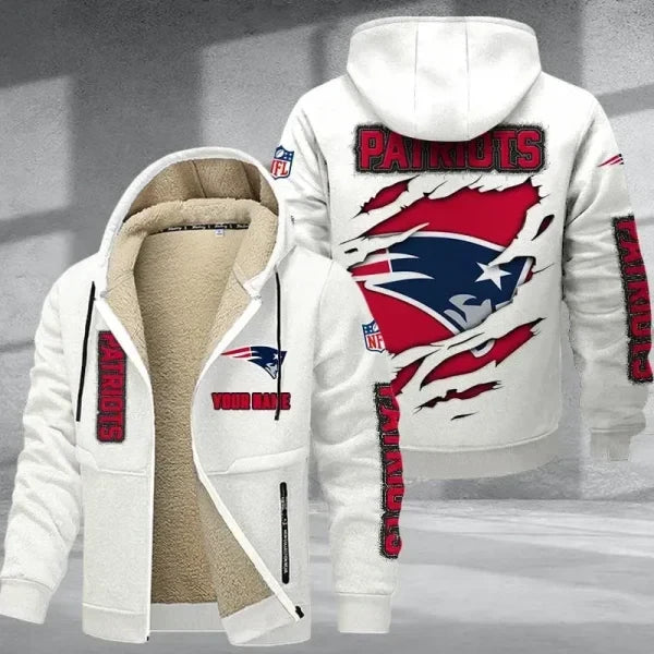 New England Patriots Premium Thick Zip-Up Hoodie