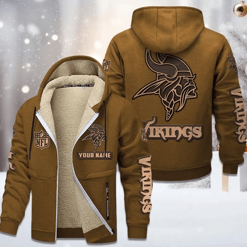 Minnesota Vikings Premium Sherpa-Lined Winter Hoodie – Personalized Edition Secondary image