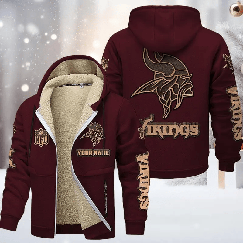 Minnesota Vikings Premium Sherpa-Lined Winter Hoodie – Personalized Edition
