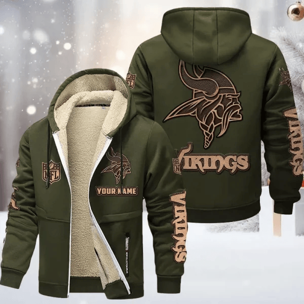 Minnesota Vikings Premium Sherpa-Lined Winter Hoodie – Personalized Edition