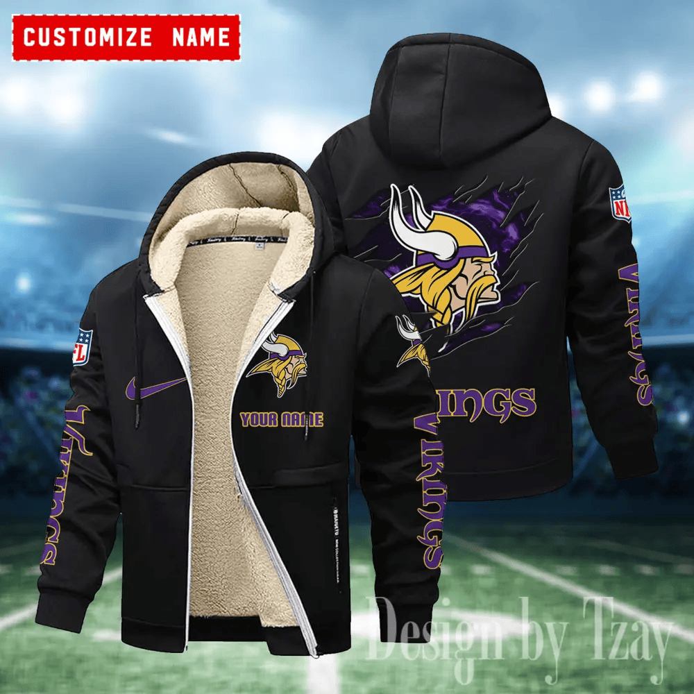Minnesota Vikings Hoodies Zip Velvet Coat