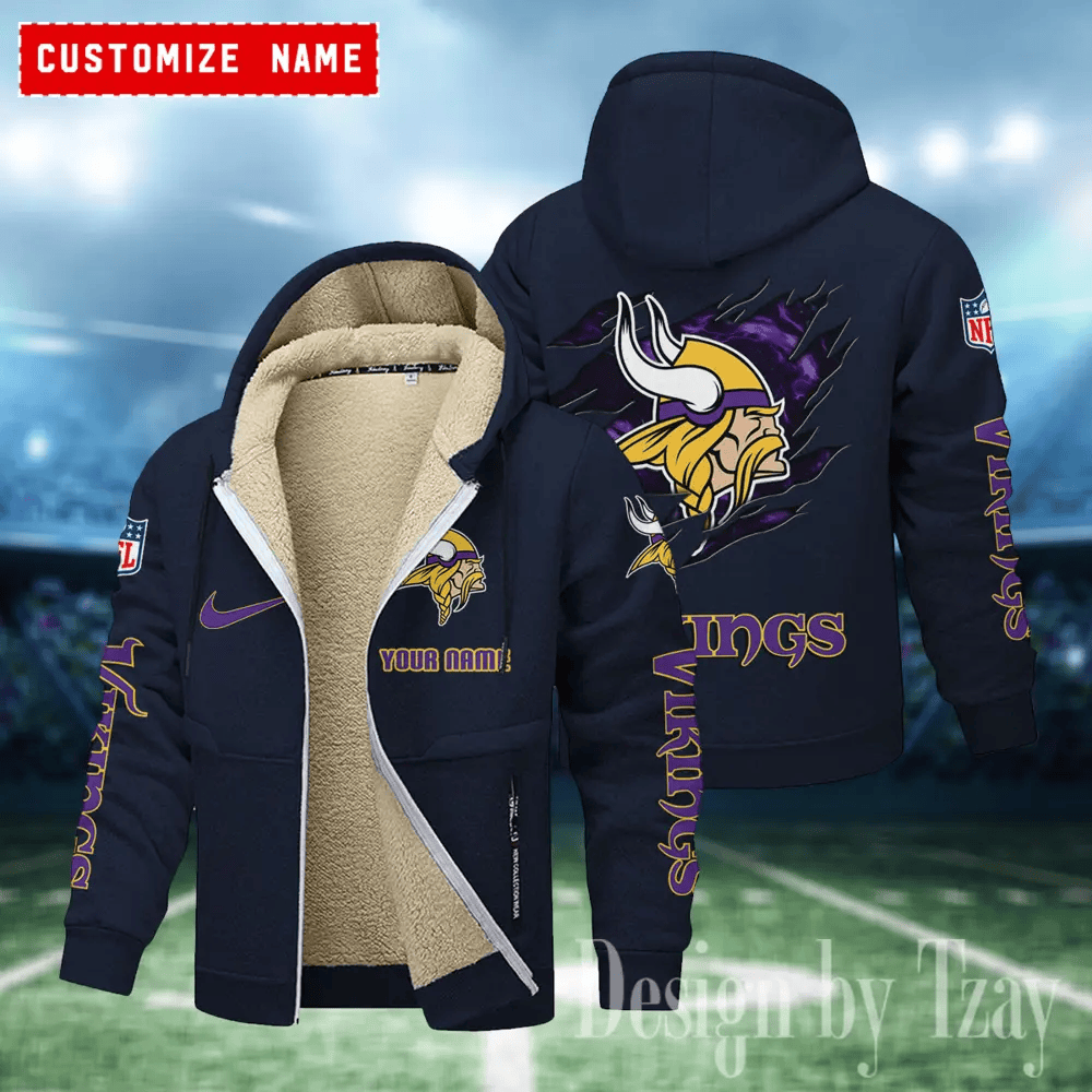Minnesota Vikings Hoodies Zip Velvet Coat