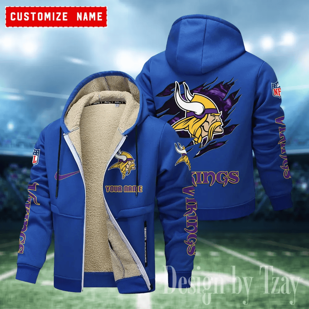 Minnesota Vikings Hoodies Zip Velvet Coat