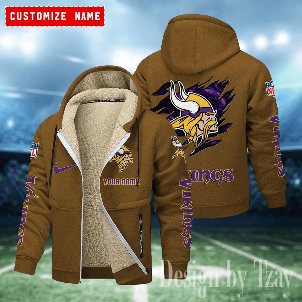 Minnesota Vikings Hoodies Zip Velvet Coat