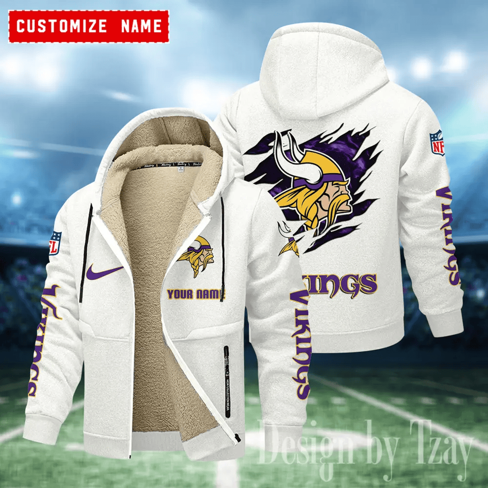 Minnesota Vikings Hoodies Zip Velvet Coat