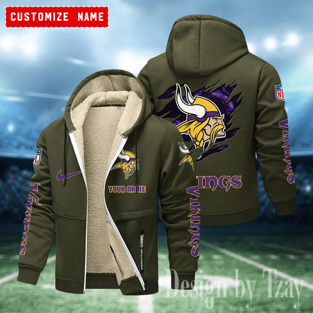 Minnesota Vikings Hoodies Zip Velvet Coat
