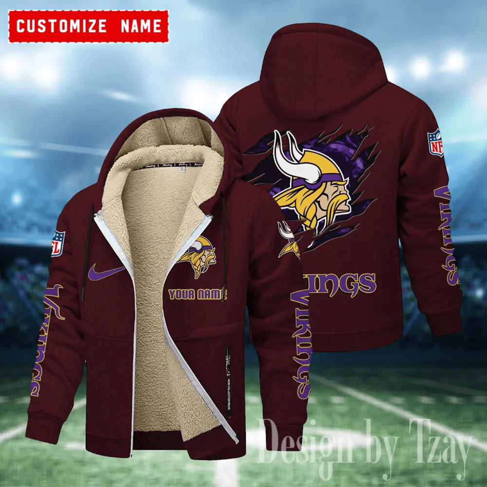 Minnesota Vikings Hoodies Zip Velvet Coat