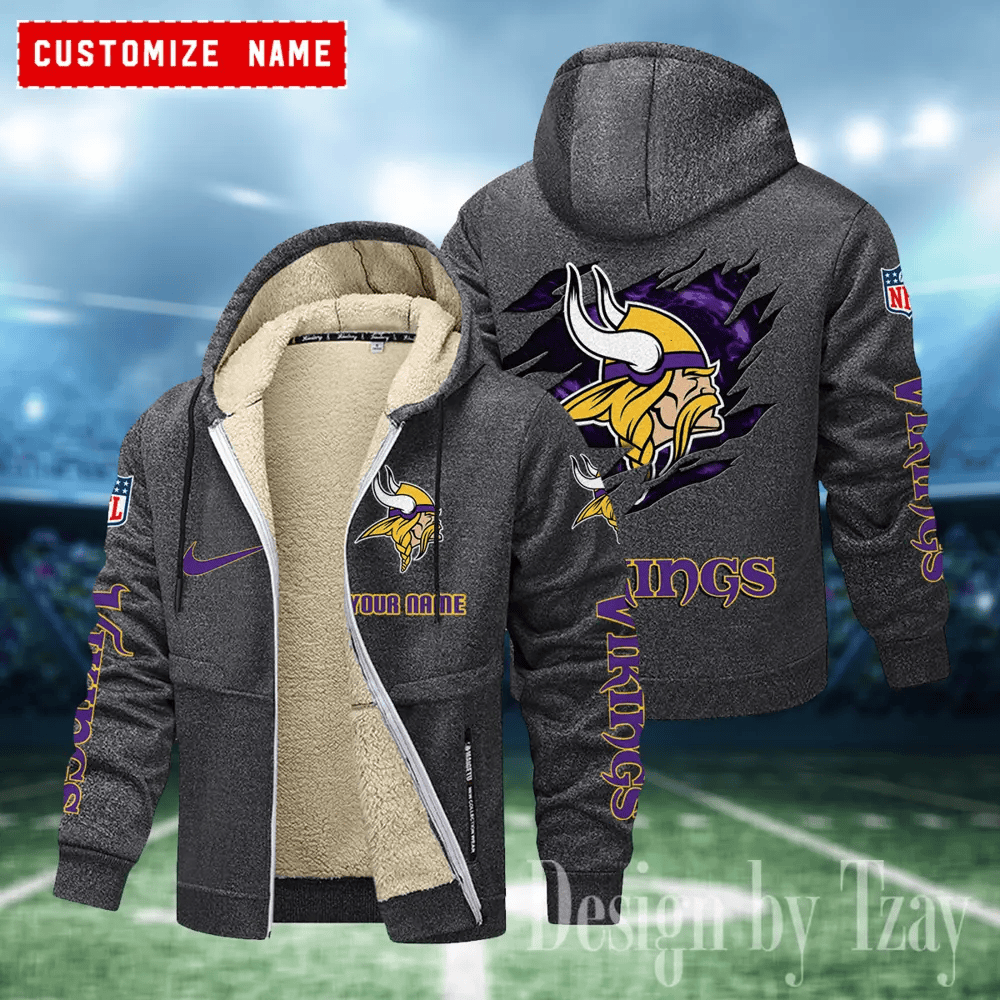 Minnesota Vikings Hoodies Zip Velvet Coat